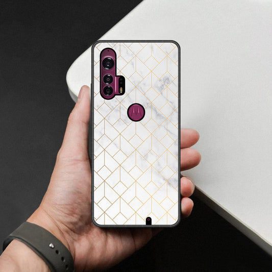 Motorola Edge Plus Cover - White Marble Series 2 - HQ Premium Shine Durable Shatterproof Case