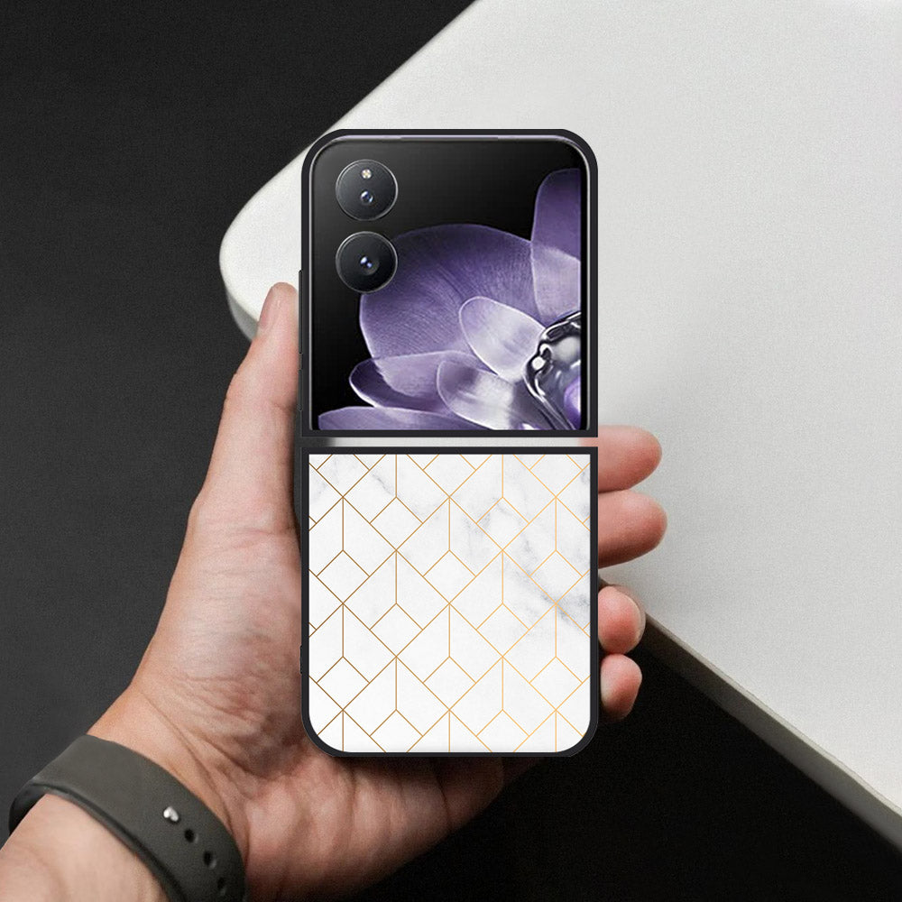 Xiaomi Mix Flip Cover - White Marble Series 2 - HQ Premium Shine Durable Shatterproof Case