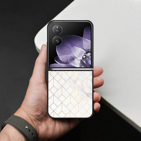 Xiaomi Mix Flip Cover - White Marble Series 2 - HQ Premium Shine Durable Shatterproof Case