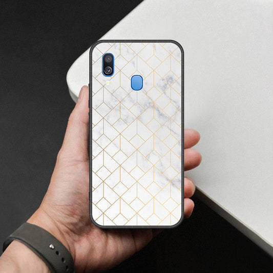 Samsung Galaxy A40 Cover - White Marble Series 2 - HQ Premium Shine Durable Shatterproof Case