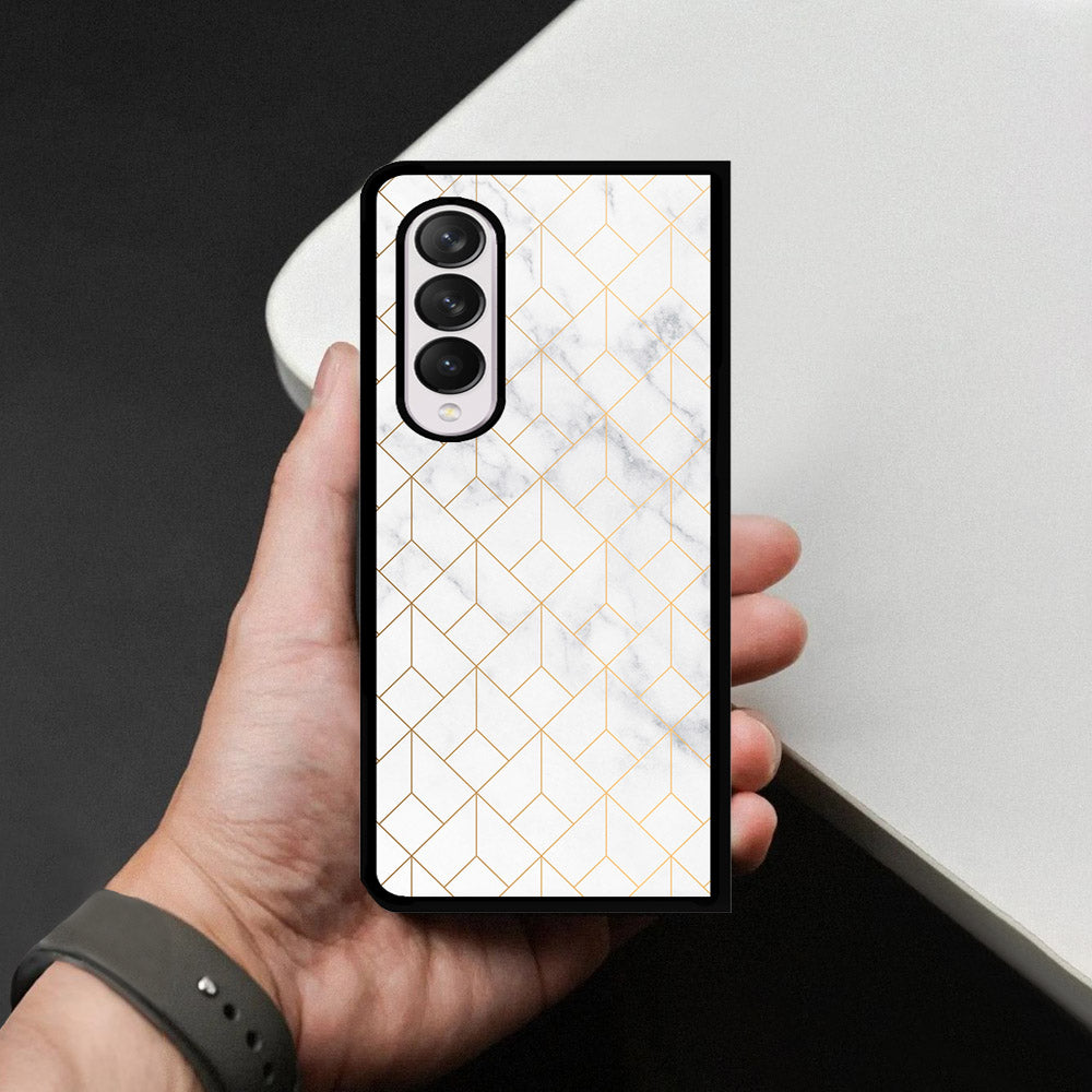 Samsung Galaxy Z Fold 4 5G Cover - White Marble Series 2 - HQ Premium Shine Durable Shatterproof Case