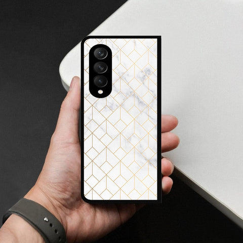 Samsung Galaxy Z Fold 3 5G Cover - White Marble Series 2 - HQ Premium Shine Durable Shatterproof Case