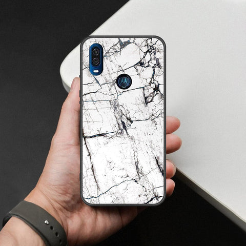 Motorola One Vision Cover - White Marble Series 2 - HQ Premium Shine Durable Shatterproof Case