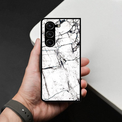 Samsung Galaxy Z Fold 5 5G Cover - White Marble Series 2 - HQ Premium Shine Durable Shatterproof Case