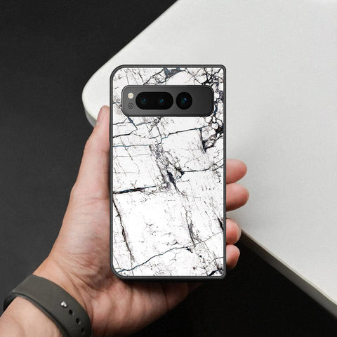 Google Pixel Fold Cover - White Marble Series 2 - HQ Premium Shine Durable Shatterproof Case