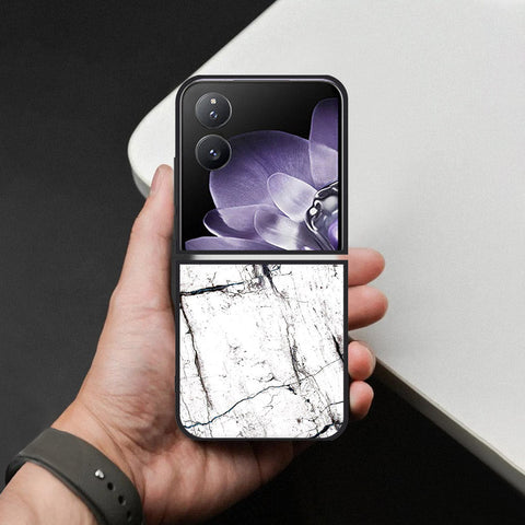 Xiaomi Mix Flip Cover - White Marble Series 2 - HQ Premium Shine Durable Shatterproof Case