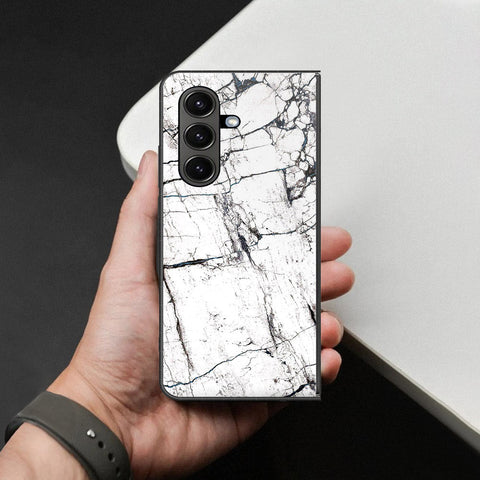 Samsung Galaxy Z Fold 7 Cover - White Marble Series 2 - HQ Premium Shine Durable Shatterproof Case