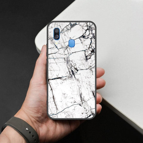 Samsung Galaxy A40 Cover - White Marble Series 2 - HQ Premium Shine Durable Shatterproof Case