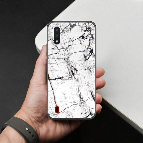 Samsung Galaxy A01 Cover - White Marble Series 2 - HQ Premium Shine Durable Shatterproof Case