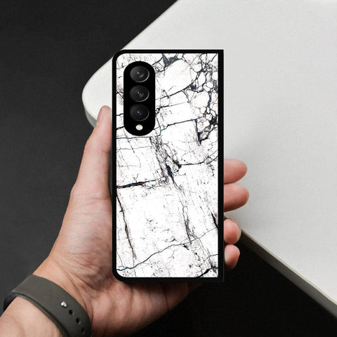 Samsung Galaxy Z Fold 3 5G Cover - White Marble Series 2 - HQ Premium Shine Durable Shatterproof Case