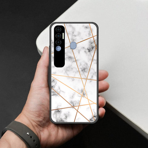 Tecno Spark 7 Pro Cover - White Marble Series 2 - HQ Premium Shine Durable Shatterproof Case