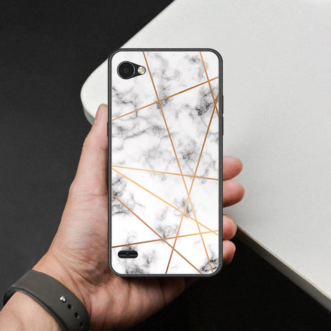 LG Q6 Plus Cover - White Marble Series 2 - HQ Premium Shine Durable Shatterproof Case