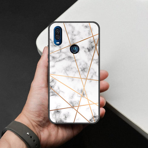 Motorola One Vision Cover - White Marble Series 2 - HQ Premium Shine Durable Shatterproof Case