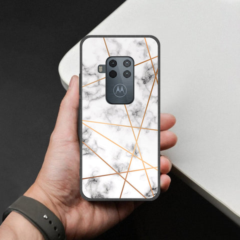 Motorola One Zoom Cover - White Marble Series 2 - HQ Premium Shine Durable Shatterproof Case