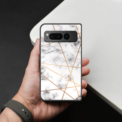 Google Pixel Fold Cover - White Marble Series 2 - HQ Premium Shine Durable Shatterproof Case