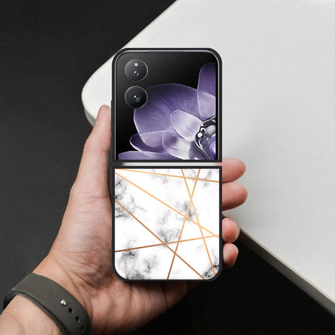 Xiaomi Mix Flip Cover - White Marble Series 2 - HQ Premium Shine Durable Shatterproof Case