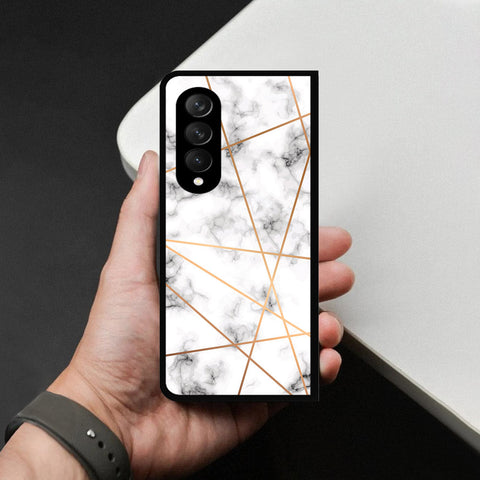 Samsung Galaxy Z Fold 3 5G Cover - White Marble Series 2 - HQ Premium Shine Durable Shatterproof Case