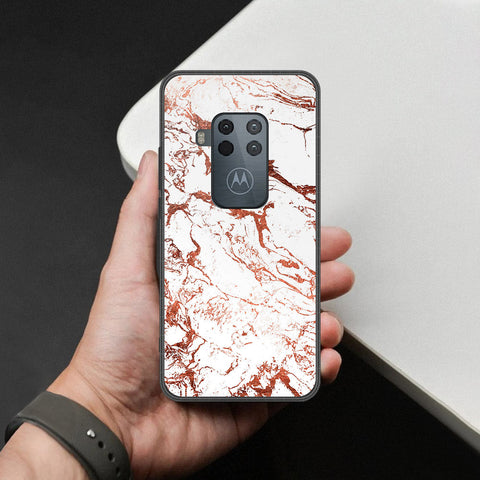 Motorola One Zoom Cover - White Marble Series 2 - HQ Premium Shine Durable Shatterproof Case
