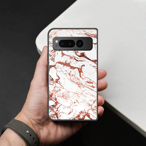 Google Pixel Fold Cover - White Marble Series 2 - HQ Premium Shine Durable Shatterproof Case
