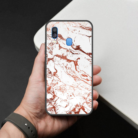 Samsung Galaxy A40 Cover - White Marble Series 2 - HQ Premium Shine Durable Shatterproof Case