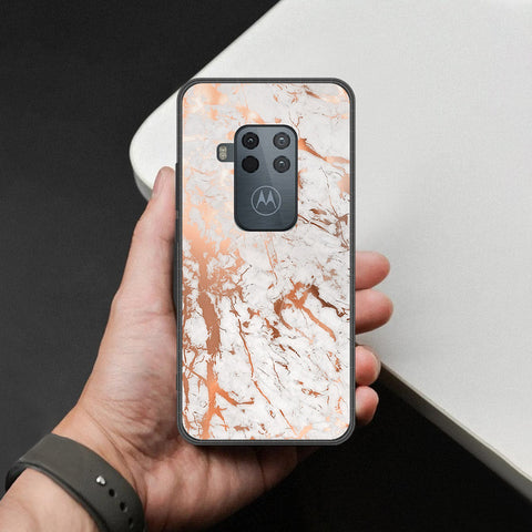Motorola One Zoom Cover - White Marble Series 2 - HQ Premium Shine Durable Shatterproof Case