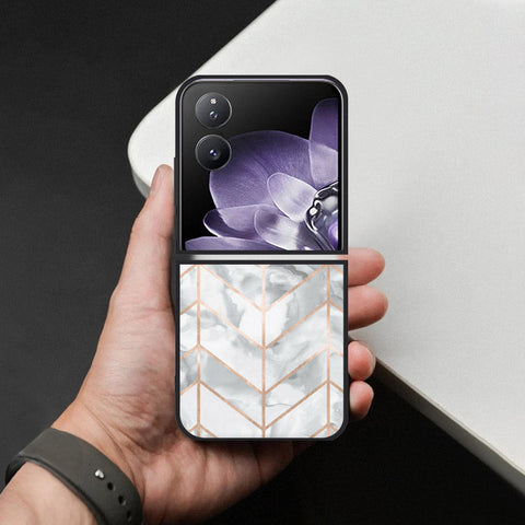 Xiaomi Mix Flip Cover - White Marble Series 2 - HQ Premium Shine Durable Shatterproof Case