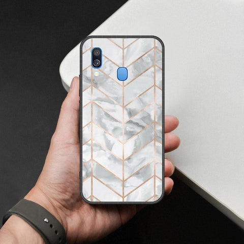 Samsung Galaxy M20 Cover - White Marble Series 2 - HQ Premium Shine Durable Shatterproof Case