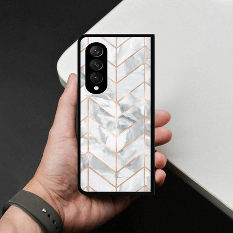 Samsung Galaxy Z Fold 3 5G Cover - White Marble Series 2 - HQ Premium Shine Durable Shatterproof Case
