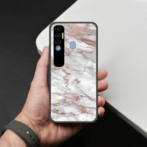 Tecno Spark 7 Pro Cover - White Marble Series 2 - HQ Premium Shine Durable Shatterproof Case