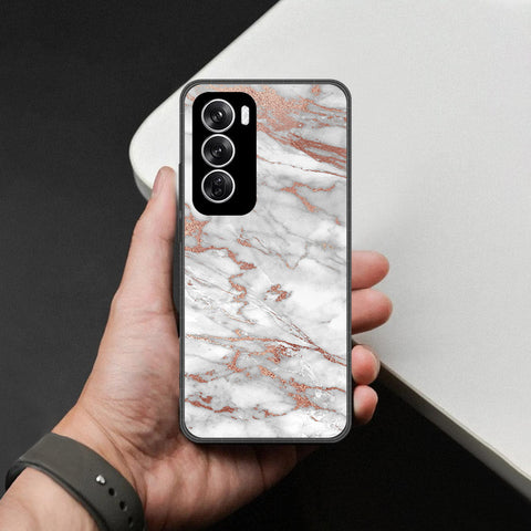 Oppo Reno 12 Cover - White Marble Series 2 - HQ Premium Shine Durable Shatterproof Case
