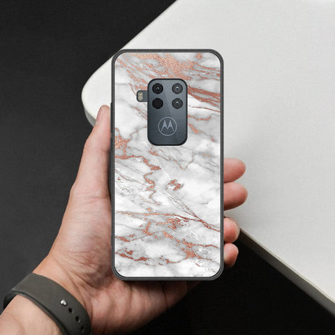 Motorola One Zoom Cover - White Marble Series 2 - HQ Premium Shine Durable Shatterproof Case