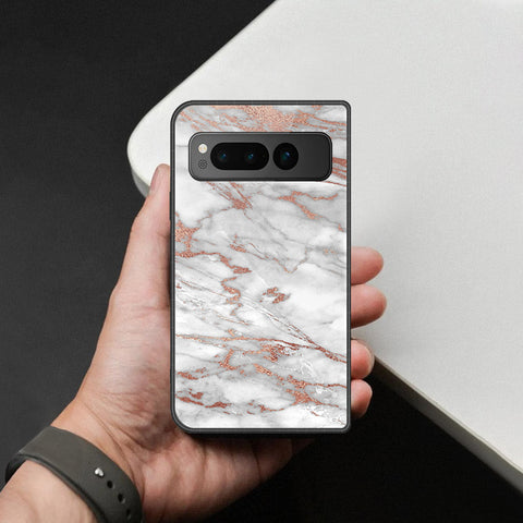 Google Pixel Fold Cover - White Marble Series 2 - HQ Premium Shine Durable Shatterproof Case