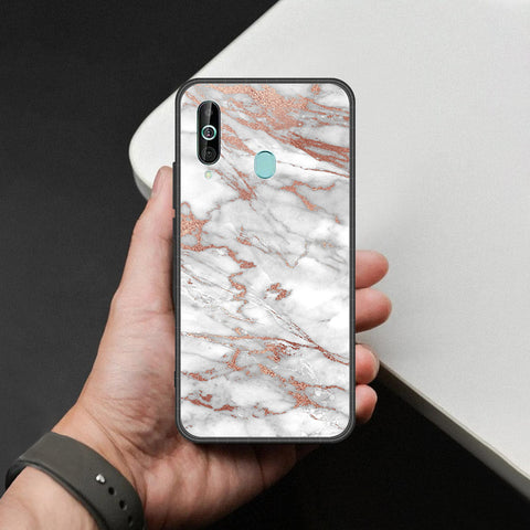 Samsung Galaxy M40 Cover - White Marble Series 2 - HQ Premium Shine Durable Shatterproof Case