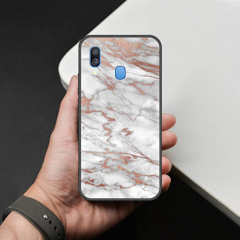 Samsung Galaxy A40 Cover - White Marble Series 2 - HQ Premium Shine Durable Shatterproof Case