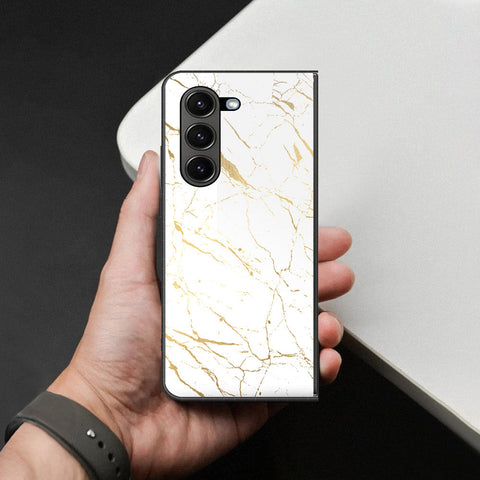 Samsung Galaxy Z Fold 6 5G Cover - White Marble Series 2 - HQ Premium Shine Durable Shatterproof Case