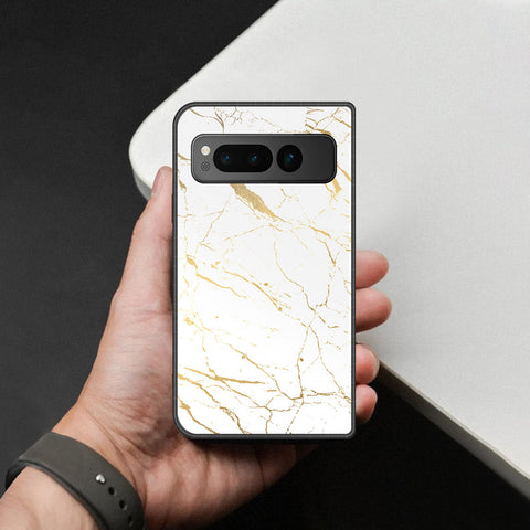 Google Pixel Fold Cover - White Marble Series 2 - HQ Premium Shine Durable Shatterproof Case