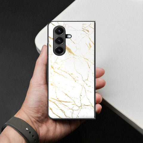 Samsung Galaxy Z Fold 7 Cover - White Marble Series 2 - HQ Premium Shine Durable Shatterproof Case