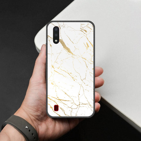 Samsung Galaxy A01 Cover - White Marble Series 2 - HQ Premium Shine Durable Shatterproof Case