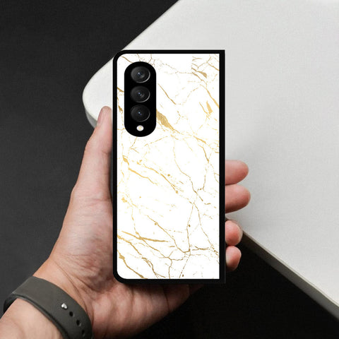 Samsung Galaxy Z Fold 3 5G Cover - White Marble Series 2 - HQ Premium Shine Durable Shatterproof Case