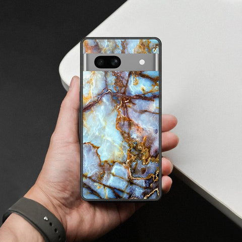Google Pixel 7a Cover - Colorful Marble Series - HQ Ultra Shine Premium Infinity Glass Soft Silicon Borders Case