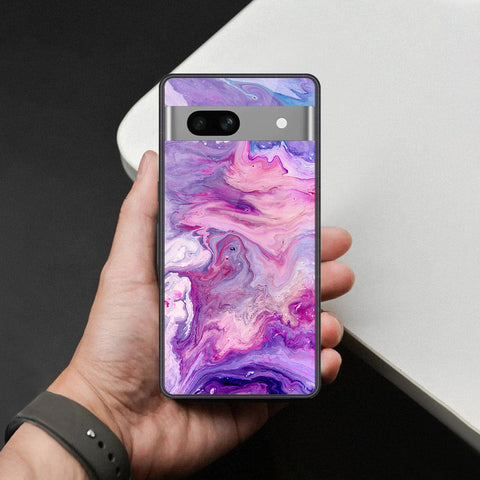 Google Pixel 7a Cover - Colorful Marble Series - HQ Ultra Shine Premium Infinity Glass Soft Silicon Borders Case