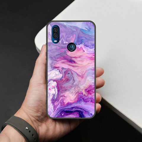 Motorola One Vision Cover - Colorful Marble Series - HQ Premium Shine Durable Shatterproof Case