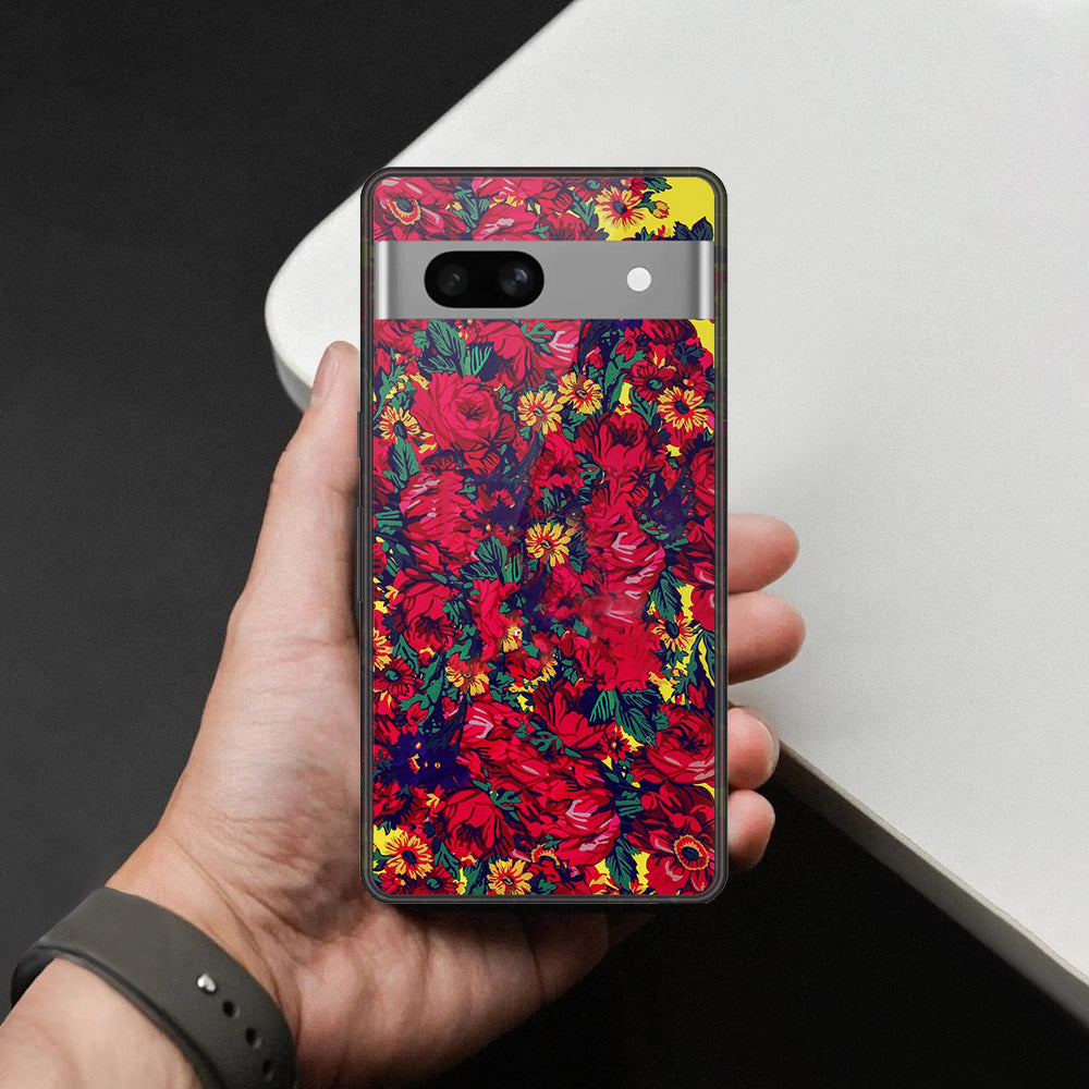 Google Pixel 7a Cover - Foral Series - HQ Ultra Shine Premium Infinity Glass Soft Silicon Borders Case