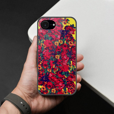 iPhone 17e Cover - Foral Series - HQ Ultra Shine Premium Infinity Glass Soft Silicon Borders Case