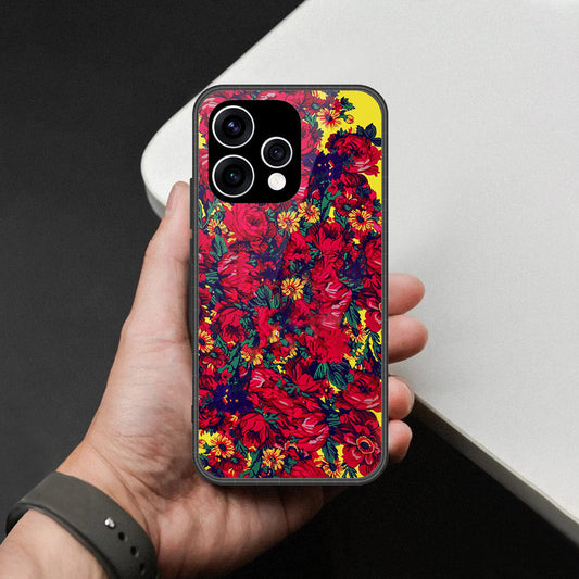 Oppo Reno 15 Cover - Foral Series - HQ Ultra Shine Premium Infinity Glass Soft Silicon Borders Case