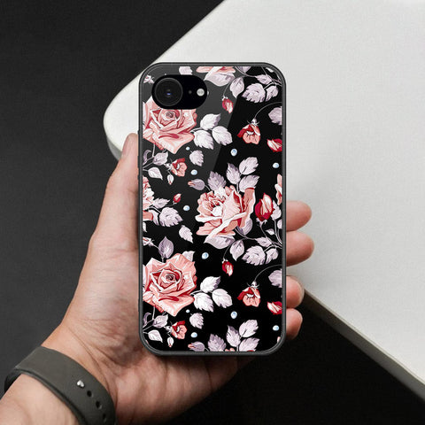 iPhone 17e Cover - Foral Series - HQ Ultra Shine Premium Infinity Glass Soft Silicon Borders Case