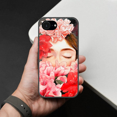 iPhone 17e Cover - Foral Series - HQ Ultra Shine Premium Infinity Glass Soft Silicon Borders Case