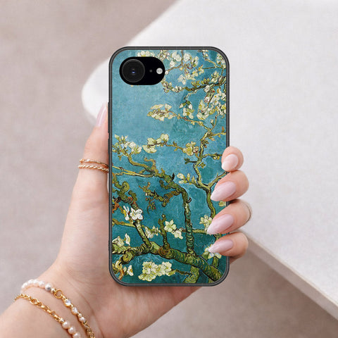 iPhone 18e Cover - Foral Series 2 - HQ Ultra Shine Premium Infinity Glass Soft Silicon Borders Case