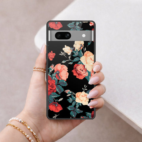 Google Pixel 7a Cover - Foral Series 2 - HQ Ultra Shine Premium Infinity Glass Soft Silicon Borders Case