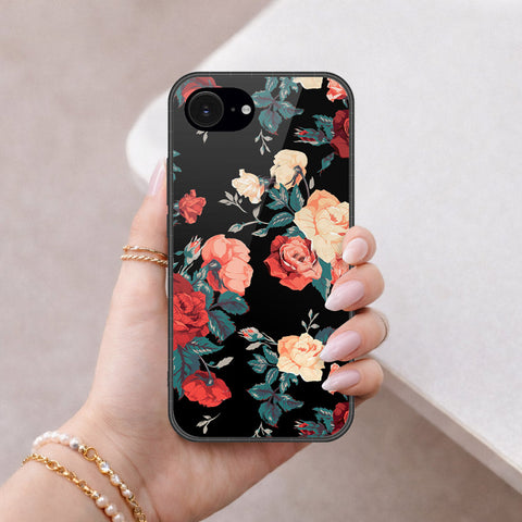 iPhone 18e Cover - Foral Series 2 - HQ Ultra Shine Premium Infinity Glass Soft Silicon Borders Case